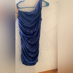 Blue foil ruched dress